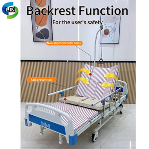 Manual Nursing Hospital <b>Bed</b> Adjustable Patient Care <b>Bed</b> With Castors <b>Sides</b> <b>Rails</b> Head Foot Washing Trapeze Bar - Product Image 4