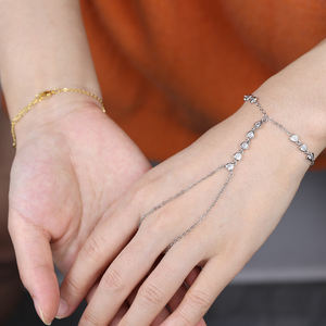 Nueva joyería <span class=keywords><strong>esclava</strong></span> 5A bisel en forma de corazón Cubic <span class=keywords><strong>Zirconia</strong></span> CZ Sparking lujo moda mujer pulsera <span class=keywords><strong>con</strong></span> anillo - Product Image 6