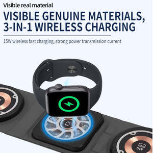 Cargador Inalámbrico Magnético Rápido Portátil de 15W con Tapete de Carga 3 en 1 para Teléfono, Reloj y Auriculares - Uso en Viajes y en Casa - Product Image 6