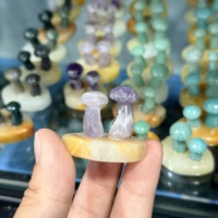 Figurine sculptée en cristal naturel double champignon, mini-statue en pierres précieuses mélangées, ornement de bureau en cristal de guérison Reiki, vente en gros
