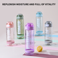 Tendance de la mode Bouteille d'eau en plastique droite ouverte à la presse d'un litre
