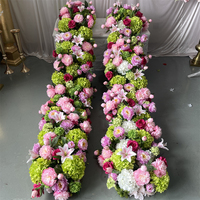 Nouveaux produits IFG, chemin de table en hydrangea rose et vert de 8 pieds de long pour la décoration de mariage
