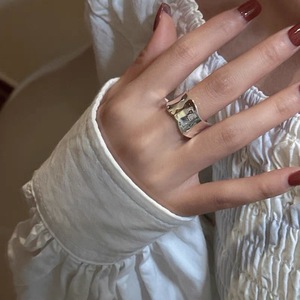 S925 Sterling <b>Silver</b> Irregular Wide <b>Ring</b> Geometric Design For Women Gift Jewelry - Product Image 1