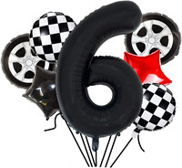 Ensemble de ballons en film d'aluminium à thème de voiture de course noire pour décorations de fête d'anniversaire pour adultes et enfants
