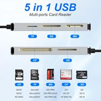 Lecteur de cartes multi-fonctions 5 en 1 SD TF CF MS XD pour smartphone, adaptateur USB A et USB C pour carte mémoire