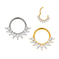 Top vente GZN ASTM F136 titane CZ Segment articulé nez anneau bijoux Piercings Clicker cerceau anneau boucle d'oreille corps Piercing bijoux