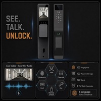 Serrure intelligente Ebkn Tuya AF8839M, serrure à mortaise, reconnaissance faciale 3D, empreinte digitale, interphone vidéo, carte mémoire, stockage cloud, serrure de porte numérique