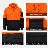 Sweat-shirt à capuche de sécurité imperméable AS/NZS haute visibilité 280 g/m² 100 % polyester polaire, pull-over de travail avec poche, personnalisable OEM