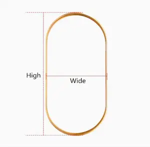 酒店华丽拉丝表面设计金属墙金色大椭圆形铝制镜框