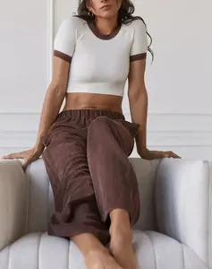 Fashion Baby Tee Women Solid Ringer <strong>Top</strong> Cropped T-shirts <strong>Top</strong> <strong>Roll</strong> Cuff Raglan Sleeve Contrast Color Crop <strong>Top</strong> Activewear T Shirts - Product Image 5