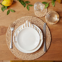 Set de dessous-de-plat ronds tressés en jacinthe d'eau naturelle, style bohème champêtre, pour décoration de table intérieure et extérieure