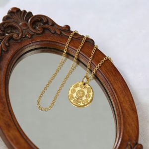 Collier avec pendentif rond en argent Sterling S925, chaîne en or de 405Cm, style chinois rétro, cadeau pour femmes - Product Image 4