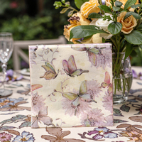 Serviettes de table colorées 3 plis en pâte de bois vierge, style sac papillon violet rêveur, avec logo personnalisé LR pour mariages, banquets, hôtels