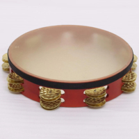 Wholesale Professional Brass Jingle Bell Double Layer Ring Drum Set Cowhide Drum Heads Birch Wood Chamber Matte Red Frame