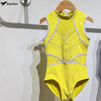 Justaucorps de gymnastique pour enfants - Combinaison athlétique décorée de strass pour la danse, le cheerleading et la compétition