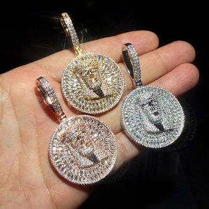 Collar con Colgante Redondo de Jesús con Circonitas Cúbicas para Hombre, Estilo Hip Hop, Joyería de Moda Brillante - Product Image 2