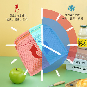 Floral Corduroy Lunch Bag Insulated Portable Cute Ice Pack For Students Office Workers - Product Image 2