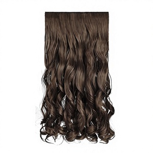 Extensions de cheveux humains bouclés à clipser, 20 pouces, 3/4 de tête, HE008, lot de 5 pièces, 40g, marron - Product Image 1