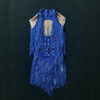 Maillot de corps Sexy sans manches à pampilles et strass pour femme, combinaison de Club, de Performance, de danse sur scène, de justaucorps