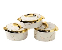 Ensemble de 3 plats isothermes ronds avec couvercles dorés pour servir les aliments chauds
