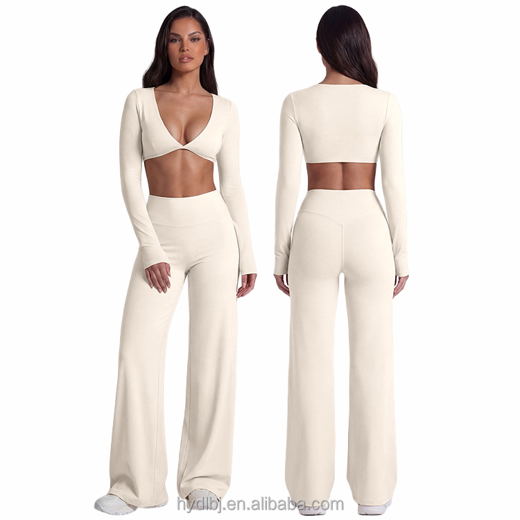 Women's Long Sleeve Yoga Top, Sexy & Stylish V-Neck Sports Shirt Cropped Length Outdoor Fitness & Running T-Shirt for Daily Wear