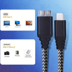 <b>USB</b> Type-<b>C</b> <b>to</b> Micro 10Gbps Nylon Braided External Hard Drive <b>Cable</b> for Solid State Drives in Computers - Product Image 4