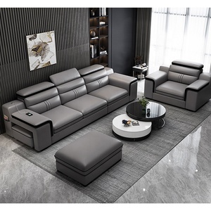 Sofá reclinable moderno de cuero sintético de una plaza con <span class=keywords><strong>asiento</strong></span> de madera <span class=keywords><strong>extensible</strong></span>, varios estilos para muebles de sala de estar para villas - Product Image 5