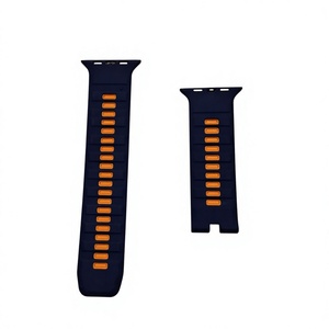 Bracelet de montre en silicone personnalisé avec design moulé bleu et orange, logo personnalisable pour montres intelligentes - Product Image 3