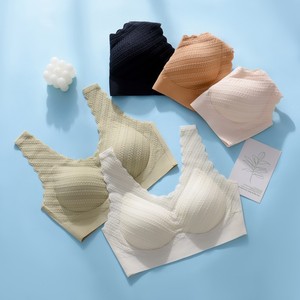Sujetador sin aros para mujer, con soporte para el busto, anticaídas, con encaje, sin costuras, copa fija - Product Image 4
