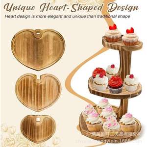 Wooden Heart-Shaped Cupcake Stand 3-Tier Valentine's Day Dessert Display Rack Birthday Party <b>Cake</b> <b>Decorating</b> <b>Supplies</b> - Product Image 2
