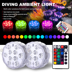 Lumières <span class=keywords><strong>LED</strong></span> Submersibles Télécommandées, Lumière Multicolore RVB Changeante Étanche pour Piscine, Base de Vase, Spa, <span class=keywords><strong>Aquarium</strong></span>, Bain à Remous - Product Image 2