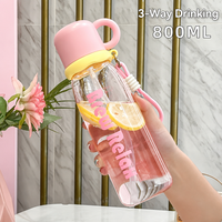 Bouteilles d'eau en plastique pour le sport avec logo personnalisé, 600 ml/800 ml, sans BPA, avec marqueur de temps pour une consommation directe, idéales pour le camping