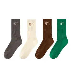 Wholesale Custom Solid Cotton Mid-calf Socks Anti-friction Crew Socks For Men