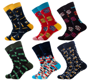 5 paia di scatole di Zhejiang all'ingrosso <span class=keywords><strong>Crew</strong></span> Funny & Hosiery Set per adulti con motivo cotone personalizzato da uomo calzini alla moda - Product Image 2