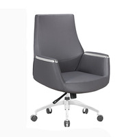 Chaise de bureau ergonomique de direction moderne en cuir PU, pivotante, imperméable, respirante, avec base en acier, dossier croisé et accoudoirs fixes