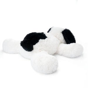 Büyük Boy Yatan Köpek Peluş Oyuncak Yumuşak Siyah Beyaz Yavru Köpek Dolgulu Oyuncak Esnek Sarılabilen Peluş Köpek Çocuklar ve Yetişkinler İçin OEM Özel Üretim Fabrika - Product Image 4