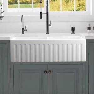 Lavello da <span class=keywords><strong>Cucina</strong></span> XINFUMEI 33 Pollici in Ceramica Bianca, <span class=keywords><strong>Design</strong></span> Moderno Rettangolare a Doppia Vasca con Garanzia di 3 Anni - Product Image 6