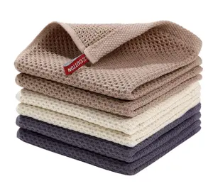 Waffle Cotton Honeycomb Kitchen Square Quick Dry Embroidery Easy Cleaning With Hook Microfiber Multifunctional Absorbent Towel