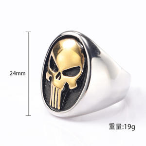 Großhandel Mode Personalisierter Herrenring aus Edelstahl mit Totenkopf, Punk-Stil <span class=keywords><strong>Punisher</strong></span> Fahrrad Geisterkopf Gothic Ring Schmuck - Product Image 6