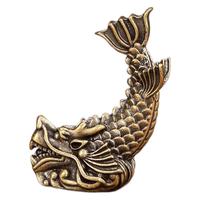 Statue de poisson-dragon en laiton vintage en gros, ornement animal mythique chinois pour table à thé, décoration intérieure, cadeau
