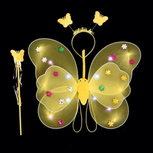 Ali di Farfalla Luminose per Costume da Bambina, Decorazione Posteriore con LED, Giocattoli, Meravigliosa Bacchetta Magica, Set da Fata dei Fiori per Feste di Compleanno - Product Image 2