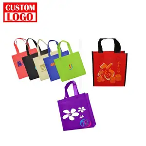 Индивидуальные прочные Рекламные Тканые подарочные пакеты с ленточной ручкой с логотипом или печатным рисунком, сумки для покупок для рекламы