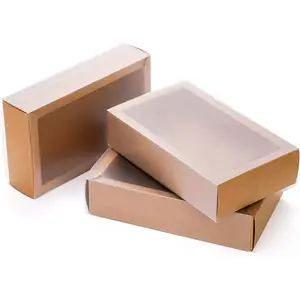 Kraft Paper Box With Clear Window Folding Gift Box With Pvc Window Folding Kraft Paper Box With Window