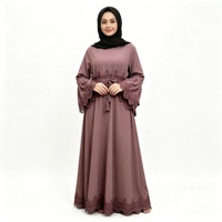 Robe Abaya pour femmes, tailles 52-60 (Gulf UK 6-18 US 2-14), manches cloche, bordure en dentelle, vêtements musulmans modestes, longueur au sol