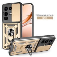 Coque de téléphone portable antichoc avec béquille et anneau de support coulissant pour caméra, compatible avec Infinix Note 50 Pro Plus 30 5G 20 4G Ultra