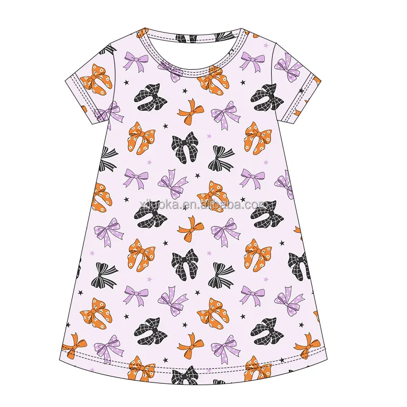 Halloween Strikken Print Bamboe Meisjes Jurk Zachte Kinderjurk Pyjama