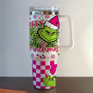 Vaso térmico navideño <span class=keywords><strong>Grinch</strong></span> de 40 oz con asa para coche, para helados, transfronterizo - Product Image 3