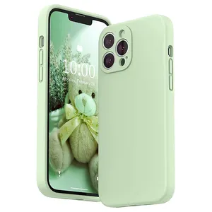 Capa de celular luxuosa de silicone líquido, capinha traseira personalizada para iphone 13 12pro max x xr xs 6s 7 8 plus