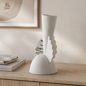 <span class=keywords><strong>Set</strong></span> di Vasi per Fiori in Ceramica Geometrici Astratti Minimalisti Jossin in Bianco Opaco per Decorazione da Tavolo e Mensole - Product Image 3