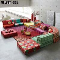 Ensemble de canapés pour salon Roche Bobois Mah Jong, canapé tricoté à la main, design original de haute qualité, canapé modulaire moderne restauré